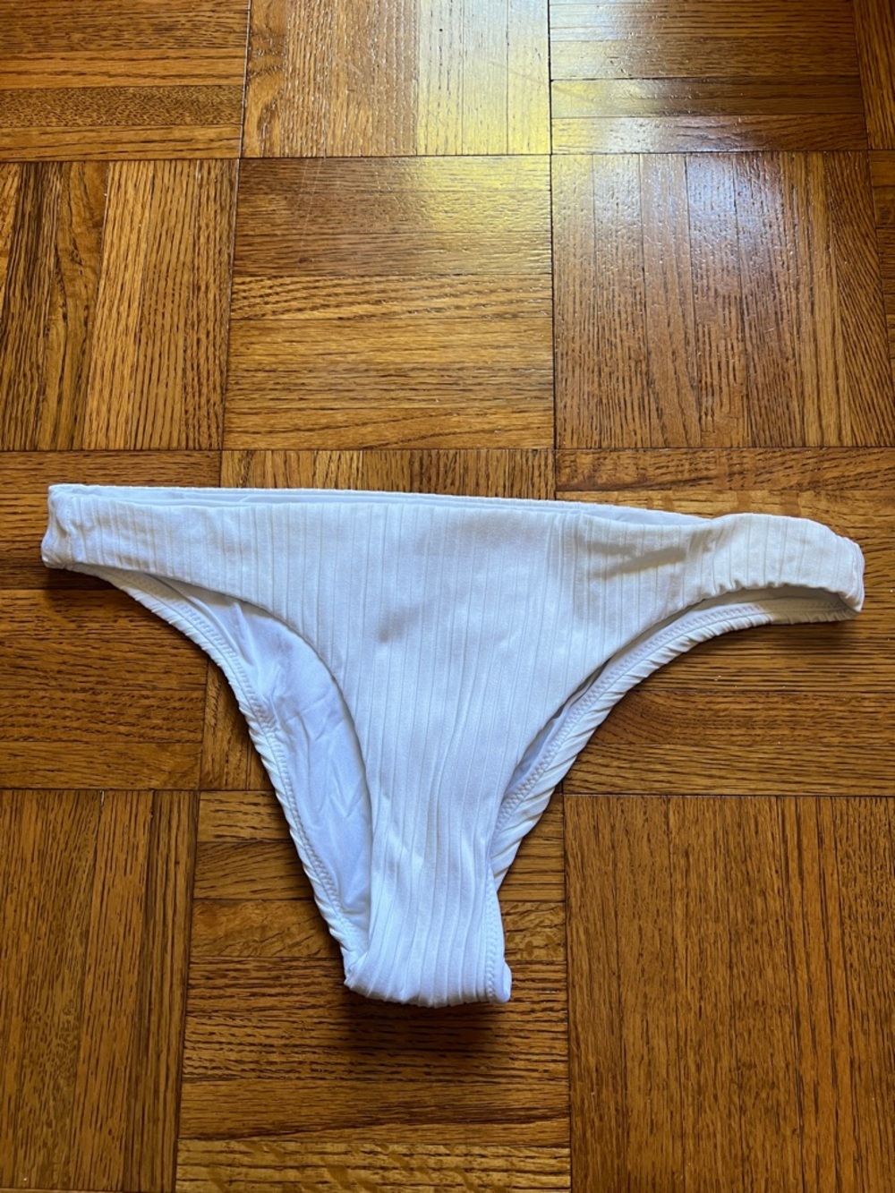 Rip Curl Premium Surf Cheeky White Ribbed Bikini Bottom